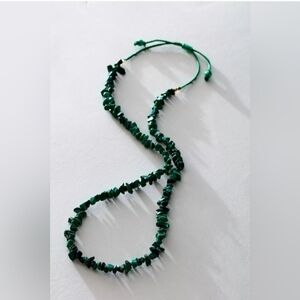 NWT Free People BohemianSingle Strand Beaded Necklace In Malachite Emerald Green